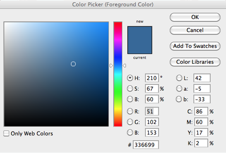 color Picker showing RGB and hex number