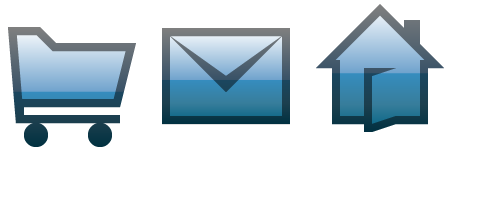 site icons, home, cart and email